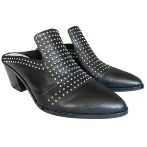 1.State Mules Womens 9 Black Leather Studded Boots Booties Shoes Moto Grunge BOX